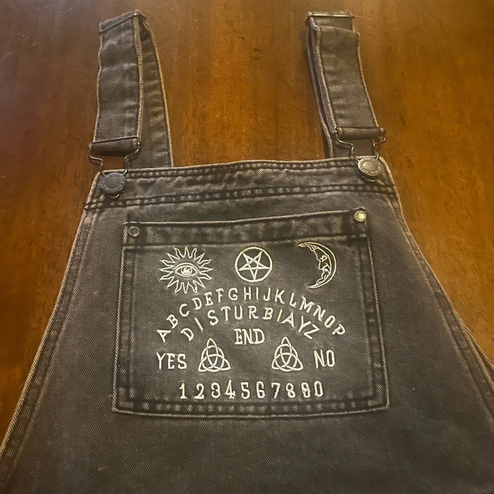 Disturbia Black Embroidered Ouija Overall Dress - Picture 6 of 11